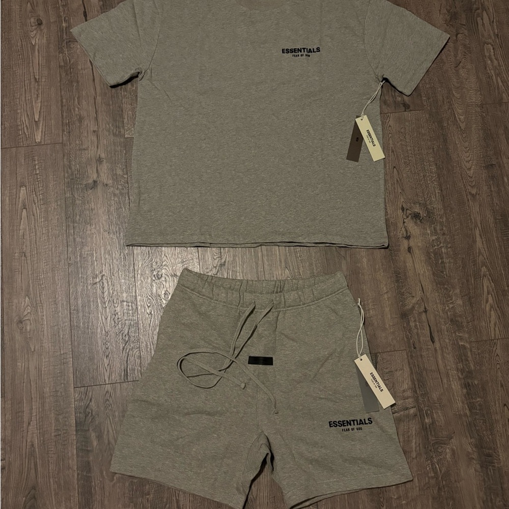 Essentials Men's Taupe/Gray Athletic Drawstring Shorts